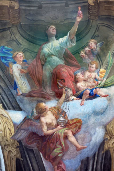 Turin Italien Mars 2017 Kärlekens Fresker Chiesa Della Visitaziones Kupol — Stockfoto