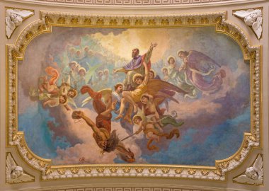 TURIN, İtalya - 15 Mart 2017: Kilisedeki Aziz Francis Kilisesi Bazilikası Maria Ausiliatrice - Giuseppe Rollini (1889 - 1891)).