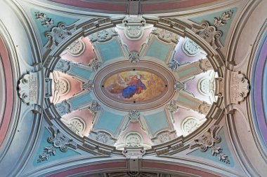 TURIN, İTALYA - 16 Mart 2017: 1751 - 1751 yılları arası mimar Bernardo Antonio Vittone tarafından yapılan Chiesa di Santa Maria di Piazza Kilisesi küpoları).