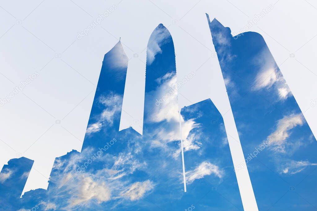 Dubai - The pohto montage of skyscrapers and the cloudscape.