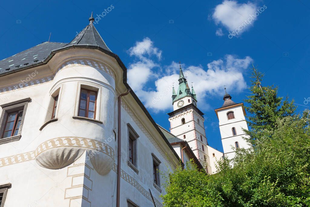 Kremnica  - The old house, castle and St. Catherine church.