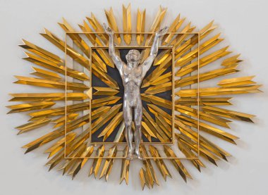 LONDON, GREAT BRITAIN - 14 Eylül 2017: 20 sentten itibaren St. Vedast takma adıyla Foster kilisesindeki modern tapınak..