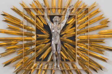 LONDON, GREAT BRITAIN - 14 Eylül 2017: 20 sentten itibaren St. Vedast takma adıyla Foster kilisesindeki modern tapınak..