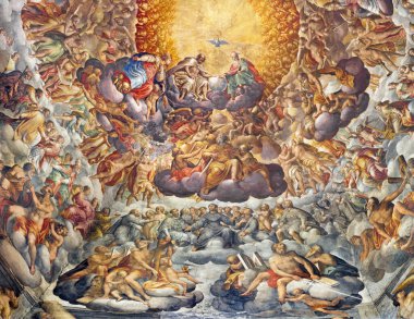 PARMA, ITALY - 16 Nisan 2018: Chiesa di Santa Maria del Quartiere 'in zaferindeki azizler ve Kutsal Üçleme (Aziz Maria del Quartiere) P. A. Bernabei, kardeşi Alessandro ve G. M. Conti dela Camera (1620)).