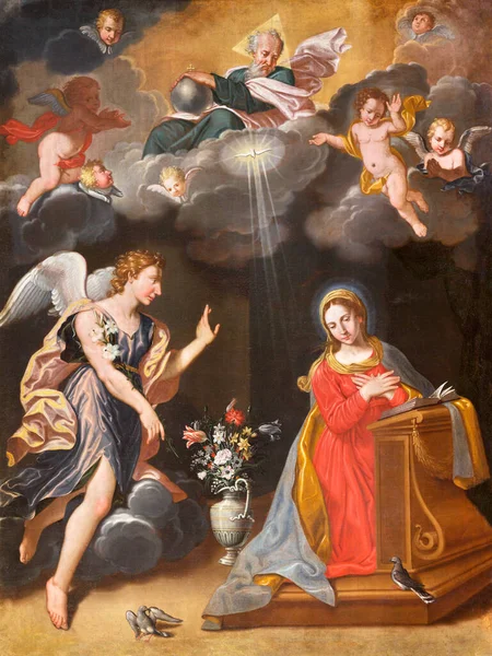 Parma イタリア エイプリル16 2018 ジュゼッペ ファヴァによる教会での受胎告知の絵画 1688年 — ストック写真
