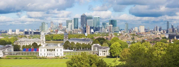 London - The sky line of Canary Wharf from Greenwich park.
