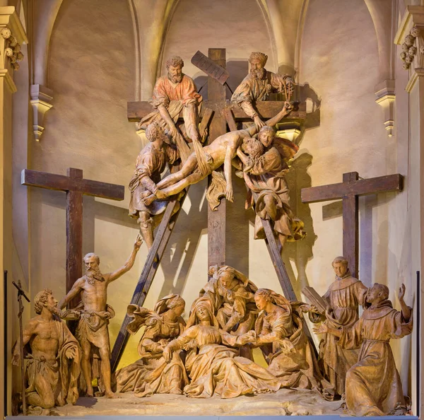 Reggio Emilia Italië April 2018 Beeldhouwgroep Kruisafzetting Kerk Chiesa San — Stockfoto