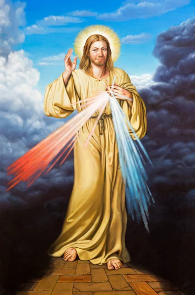 PARMA, İtalya - 12 Nisan 2018: Chiesa di San Agostino kilisesinde İsa 'nın modern resmi..