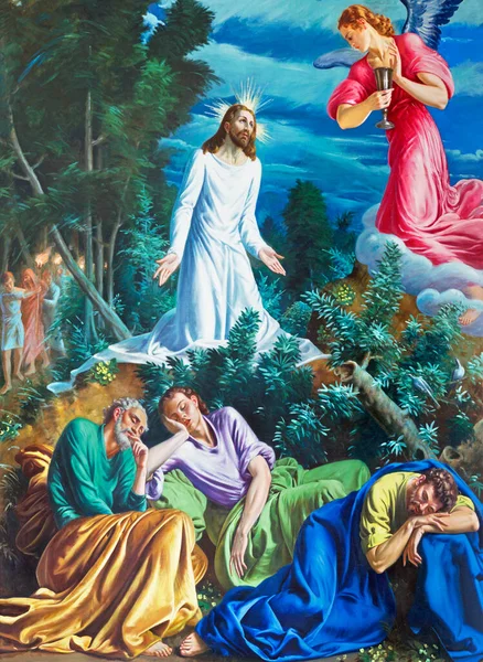 Parma Italia Abril 2018 Pintura Oración Jesús Jardín Getsemaní Iglesia —  Fotos de Stock