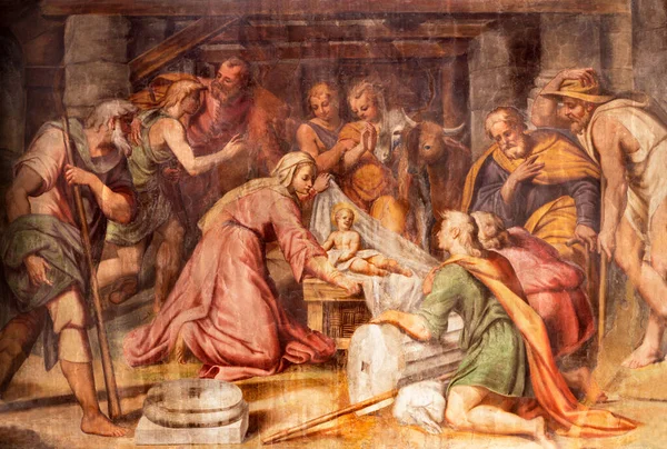 Parma Itálie Dubna 2018 Freska Klanění Pastýřů Kostele Chiesa Santa — Stock fotografie