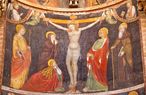 Parma Italia Abril 2018 Fresco Medieval Crucifixión Baptisterio —  Fotos de Stock