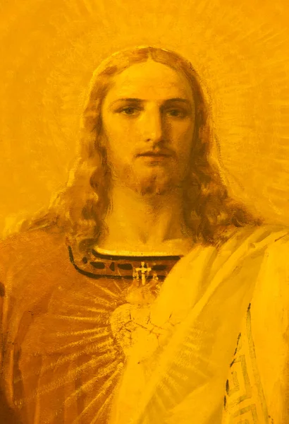 Parma Italia Abril 2018 Detalle Pintura Del Sagrado Corazón Jesús — Foto de Stock