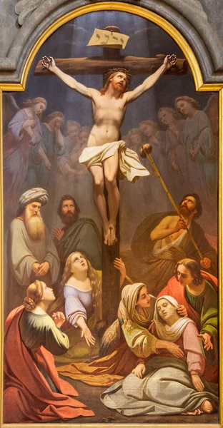 Parma Italie Avril 2018 Peinture Crucifixion Dans Église Chiesa San — Photo