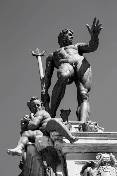 Bologna Fontana Nettuno Neptune Fountain Piazza Maggiore Square — Stock Photo, Image