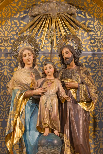 Zaragoza Spanyolország Március 2018 Faragott Polikróm Szobor Szent Család Templomban — Stock Fotó