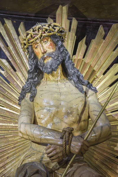 Zaragoza España Marzo 2018 Estatua Jesús Torturado Ecce Homo Iglesia — Foto de Stock