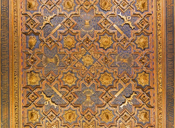 Zaragoza Spain March 2018 Carved Ceiling Mudejar Aljaferia Palace — Stock Photo, Image