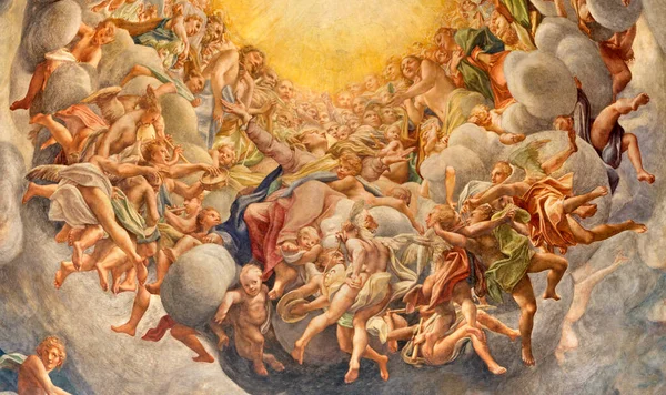 Parma Włochy Kwiecień 2018 Fresk Wniebowzięcia Najświętszej Marii Panny Kopule — Zdjęcie stockowe