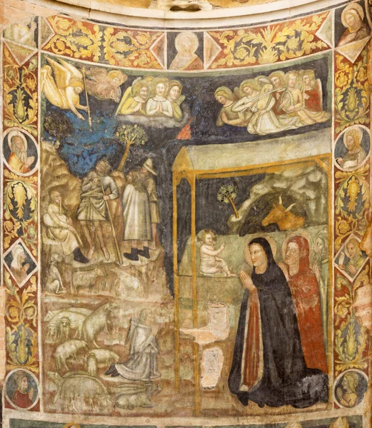 Parma Itálie 2018 Freska Klanění Pastýřům Křtitelnici Centu — Stock fotografie