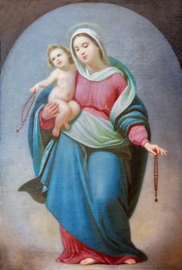 PARMA, İtalya - 17 Nisan 2018: Chiesa di Ognissanti Kilisesi 'nde Meryem Ana' nın Tablosu, Giovanni Gaibazzi 1808 1888.