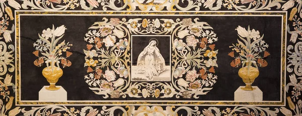 Modena Olaszország Április 2018 Virágos Mozaik Pietra Dura Szűz Mária — Stock Fotó