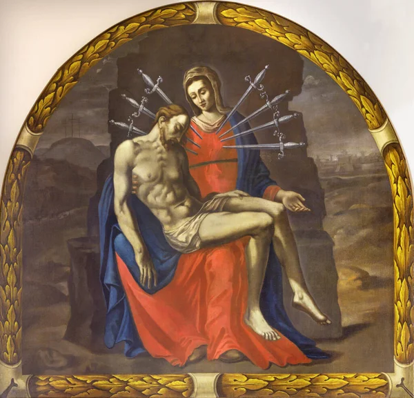 Reggio Emilia Italia Abril 2018 Pintura Pieta Madonna Seven Sorrows —  Fotos de Stock