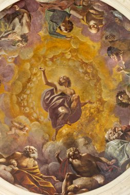 REGGIO EMILIA, ITALY - 13 Nisan 2018: Chiesa di San Giovanni Evangelista Kilisesi 'nin merkez freski..