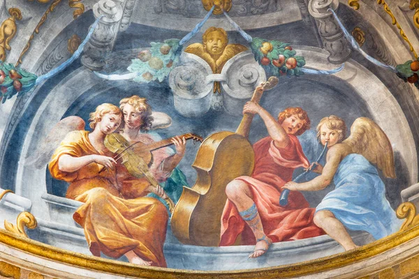 Parma Italy April 2018 Symbolic Fresco Angels Music Instruments Church — 图库照片