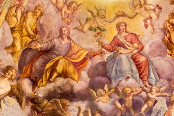 Parma Italia Abril 2018 Fresco Coronación Virgen María Iglesia Chiesa — Foto de Stock