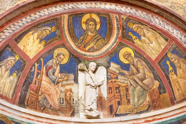 Parma Italy April 2018 Fresco Jesus Christ Evangelists Luke John — Stock Photo, Image