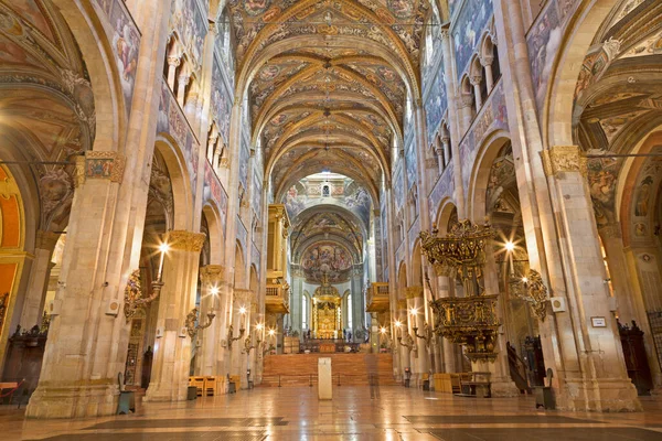 Parma Italië April 2018 Het Schip Van Duomo Koepel Hemelvaart — Stockfoto