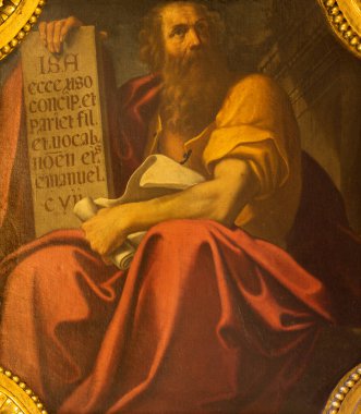 BOLOGNA, İtalya - 18 Nisan 2018: Chiesa di San Benedetto Kilisesi 'nde peygamber Isaiah' ın resmi (1577 - 1660)).