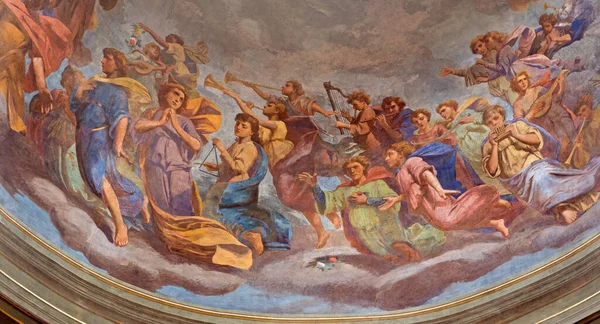 Reggio Emilia Italien April 2018 Änglarnas Fresco Med Musikinstrument Kyrkans — Stockfoto