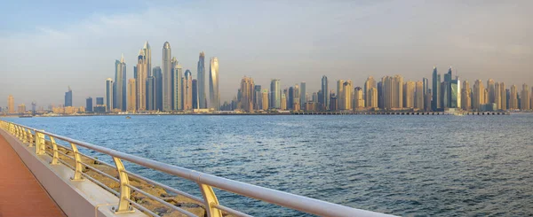 Dubai Avond Marina Torens Van Boulevard Van Palm Island — Stockfoto