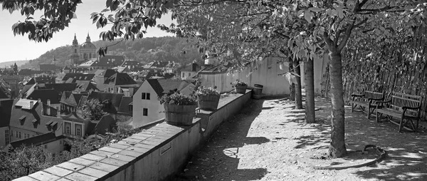 Prague Panorama Gardens Castle Mala Strana Nicholas Church — Stock Photo, Image