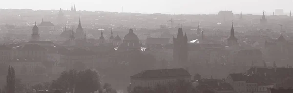 Praga Panorama Miasta Zamku Podświetleniu — Zdjęcie stockowe