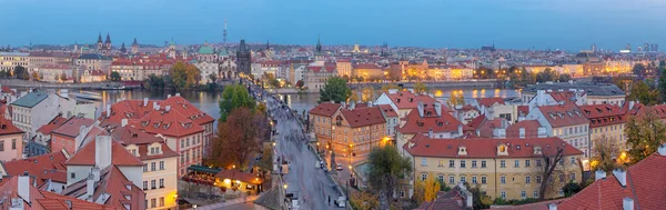 Praga Panorama Cidade Com Ponte Charles Olt Town Entardecer — Fotografia de Stock