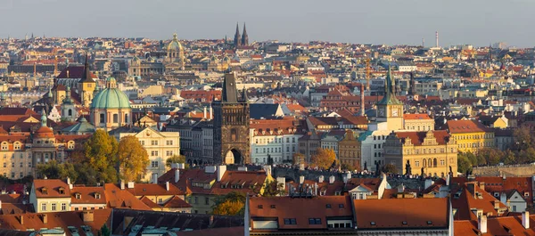 Prag Panorama Över Staden Med Karlsbron Olt Town Kvällsljus — Stockfoto