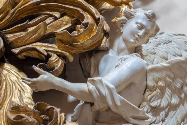 Prague Czech Republic October 2018 Carved Polychrome Baroque Statue Angel — Stock Photo, Image