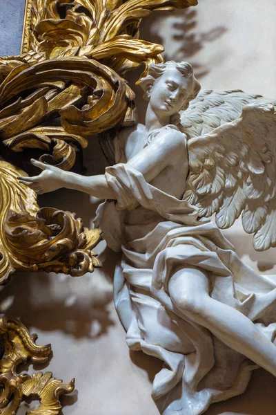 Prague Czech Republic October 2018 Carved Polychrome Baroque Statue Angel — 스톡 사진