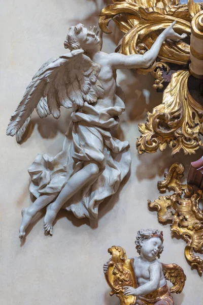 Prague Czech Republic October 2018 Carved Polychrome Baroque Statue Angel — 스톡 사진