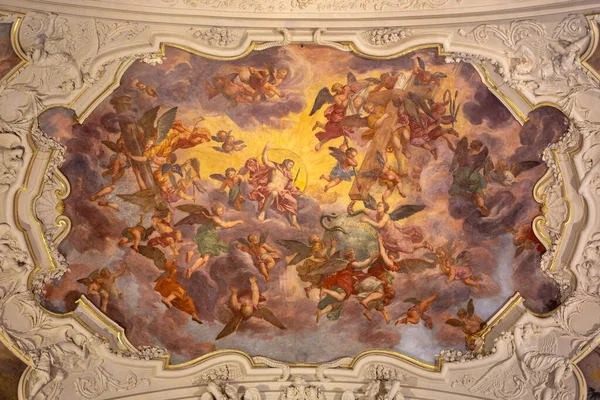 布拉格 2018年10月18日 由Jan Jakub Stevens Steinfelsu 1707 创作的教堂科斯特尔 斯瓦特沃里的耶稣基督的巴洛克壁画 — 图库照片