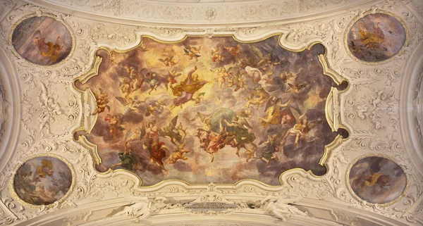 Prague Czech Republic October 2018 Baroque Fresco Creation Church Kostel – stockfoto