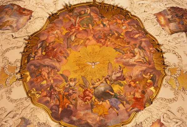 Prague Czech Republic October 2018 Baroque Fresco Angels Holy Spirit – stockfoto