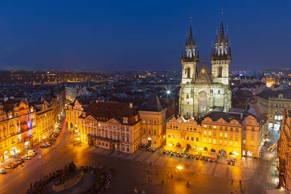 Prague Orloj Old Town Hall Staromestske Square Our Lady Church — Zdjęcie stockowe
