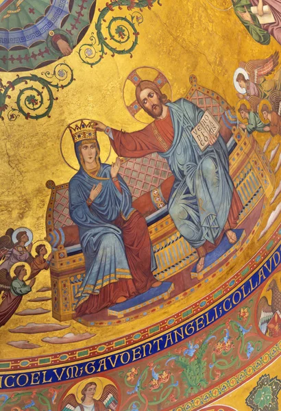 Mothe Italië April 2018 Kroning Van Maagd Maria Fresco Byzantijnse — Stockfoto