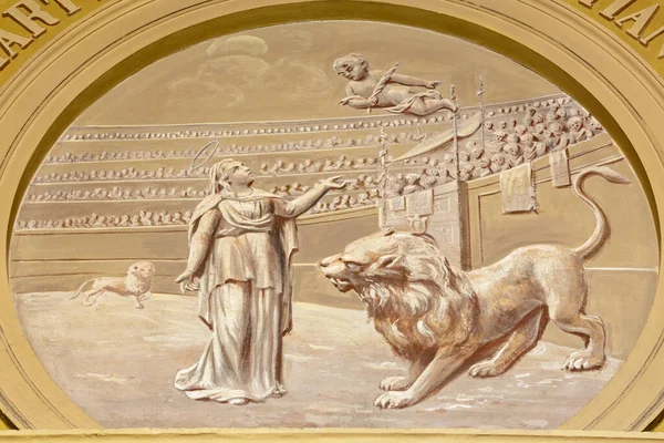 Modena Itálie Dubna 2018 Freska Mučednictví Eufémie Kostele Chiesa Santa — Stock fotografie