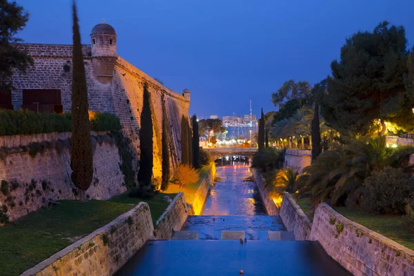 Palma Mallorca Die Mauern Des Almudaina Palastes Und Der Bach — Stockfoto
