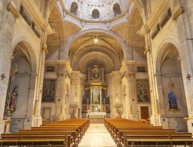 PALMA DE MALLORCA, SPAIN - JANUARY 29, 2019: The nave of church Iglesia de Santa Maria Magdalena.