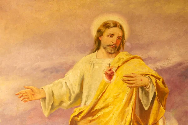 Palma Mallorca Espagne Janvier 2019 Peinture Coeur Jésus Dans Église — Photo
